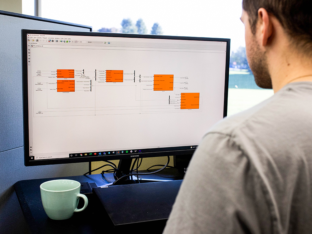 Man at screen reviewing safety information
